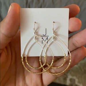 BRAND NEW UNUSED Double Loop Earrings w Gold Beads